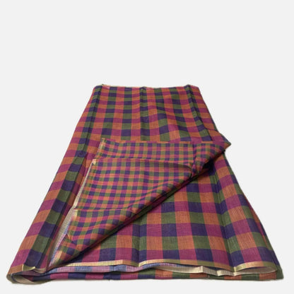 Madras Check Cotton saree in Blue and Pink