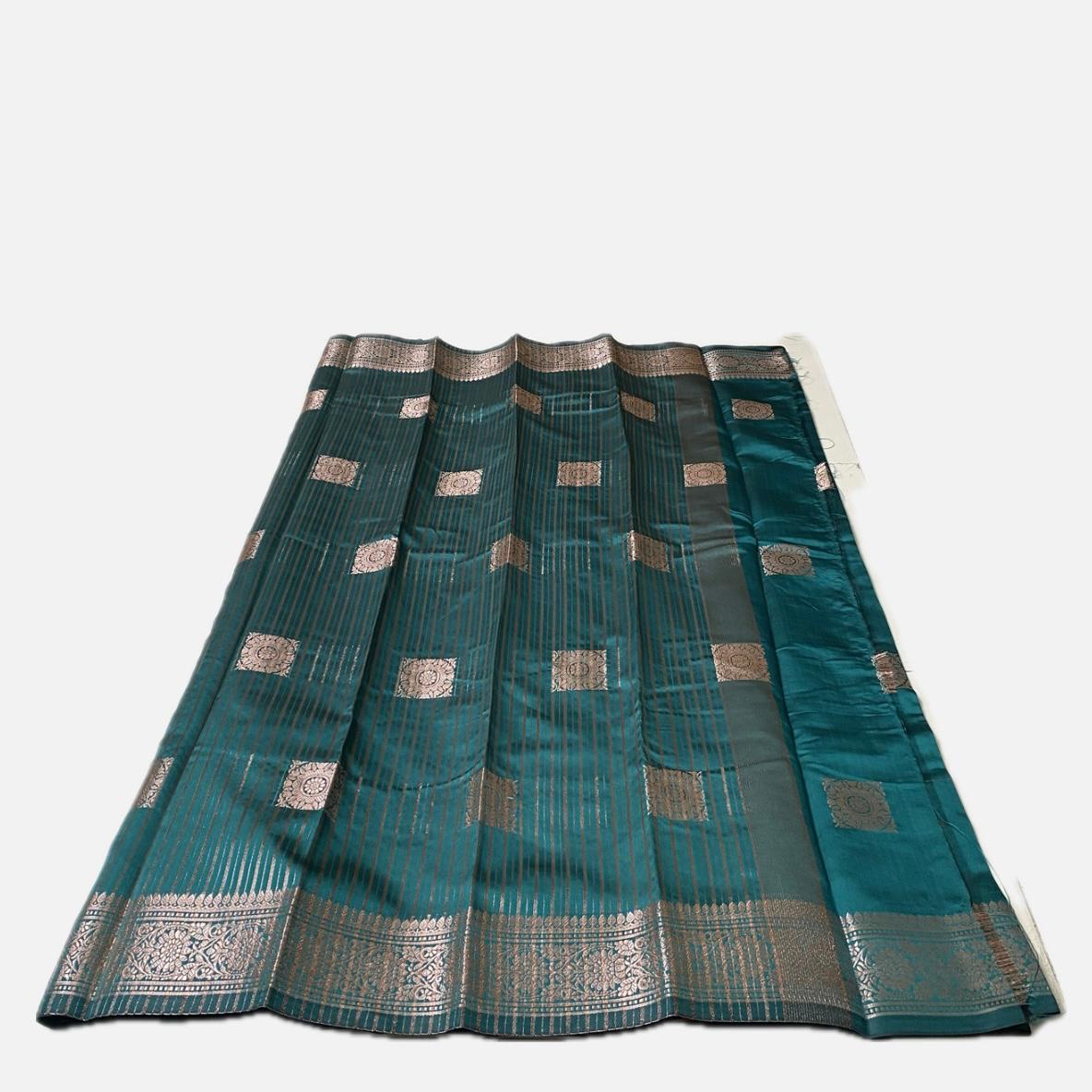 Seetha Soft Silk Saree with Square Design  Peacock