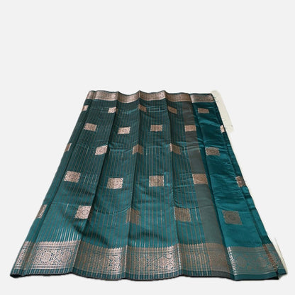 Seetha Soft Silk Saree with Square Design  Peacock
