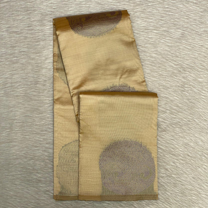 Beige Semi Soft Silk Saree with Metallic Design