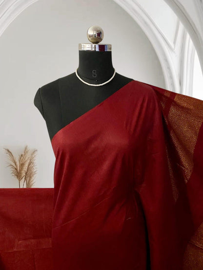 Semi Tussar Silk Saree in Maroon