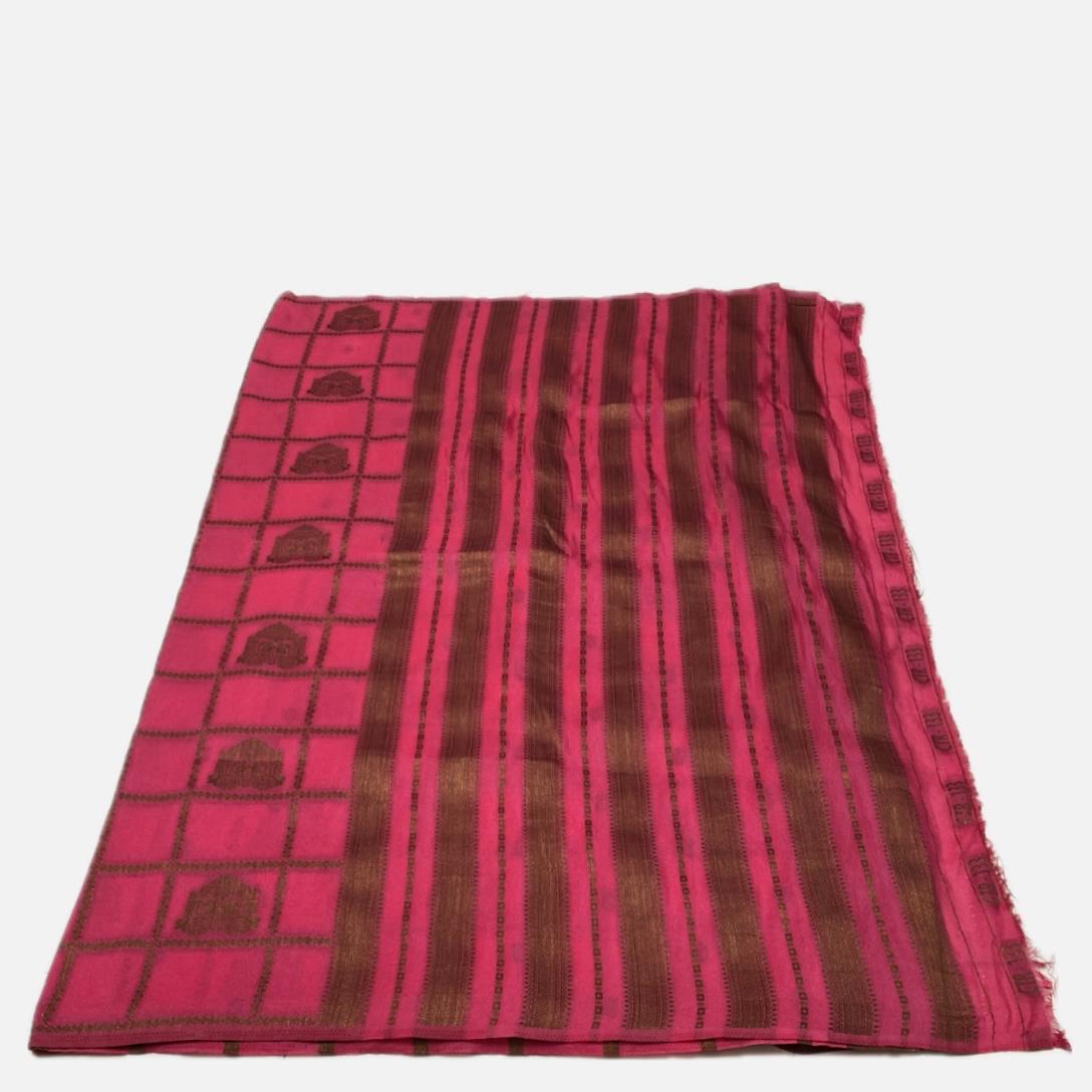 Mrinalini Pink Banarasi Silk Saree with Antique Gold Zari Grid
