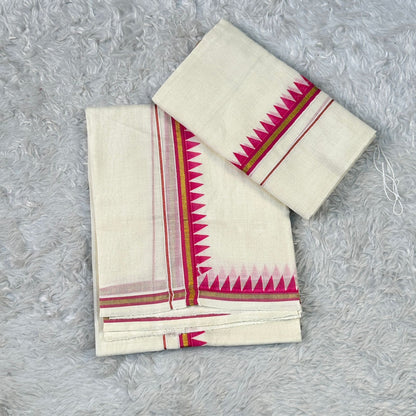 Puliyilakkara Set Mundu with Triangle Pattern