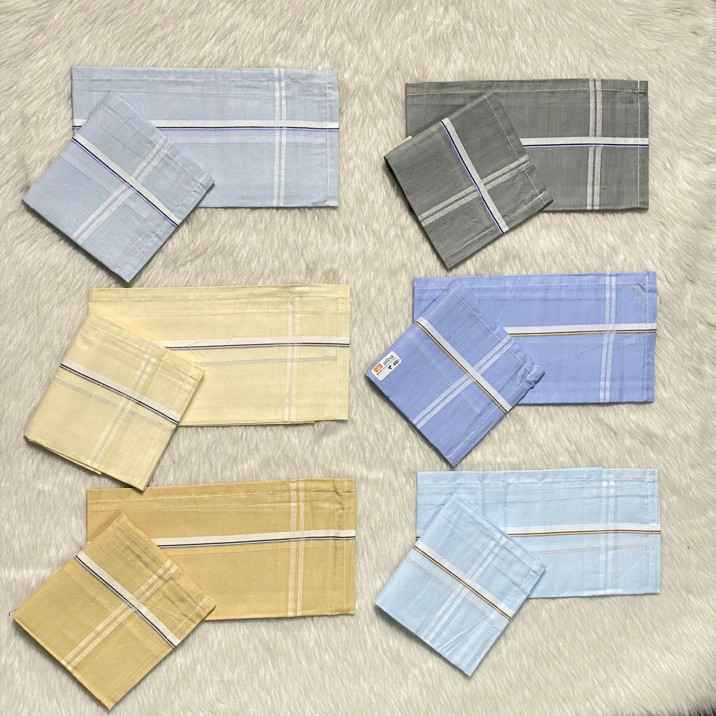Kerchiefs Plain with Lines (6 Piece Set)
