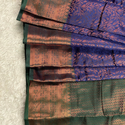 Semi Silk Saheli Collections with leaf pattern Violet