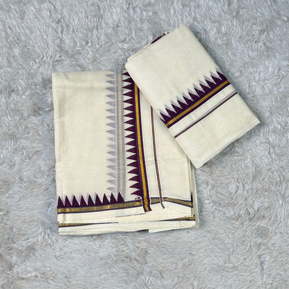 Puliyilakkara Set Mundu with Triangle Pattern