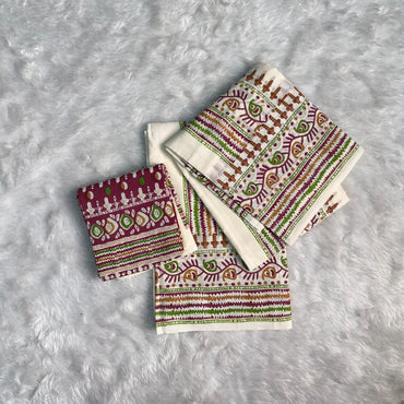 Traditional floral Block Print Set Mundu