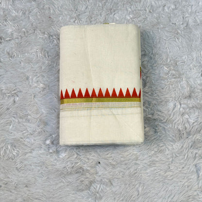 Puliyilakkara Set Mundu with Triangle Pattern