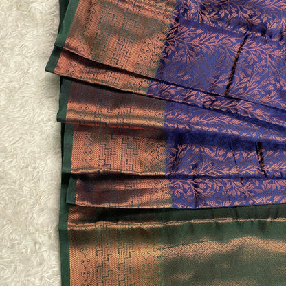 Semi Silk Saheli Collections with leaf pattern Violet