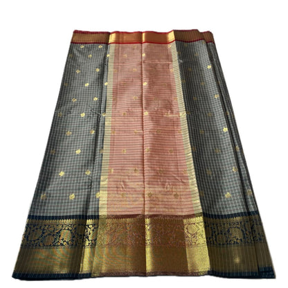Yamuna Checks Saree with Tassels in Red
