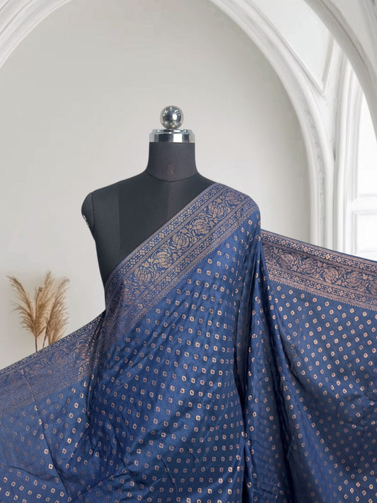 Kasmiri Silk Saree Navy Blue Dress Code