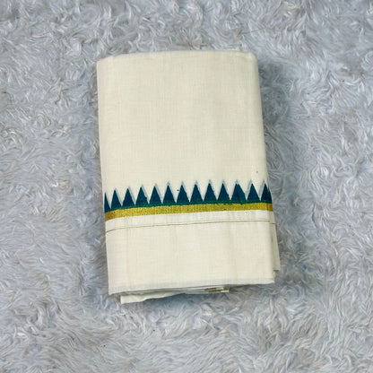 Puliyilakkara Set Mundu with Triangle Pattern
