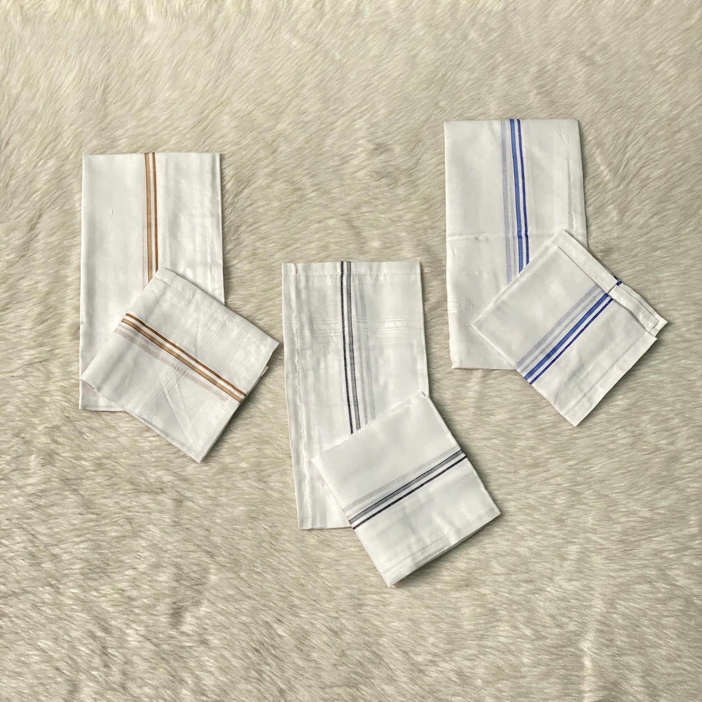 Kerchiefs Plain with Lines (6 Piece Set)