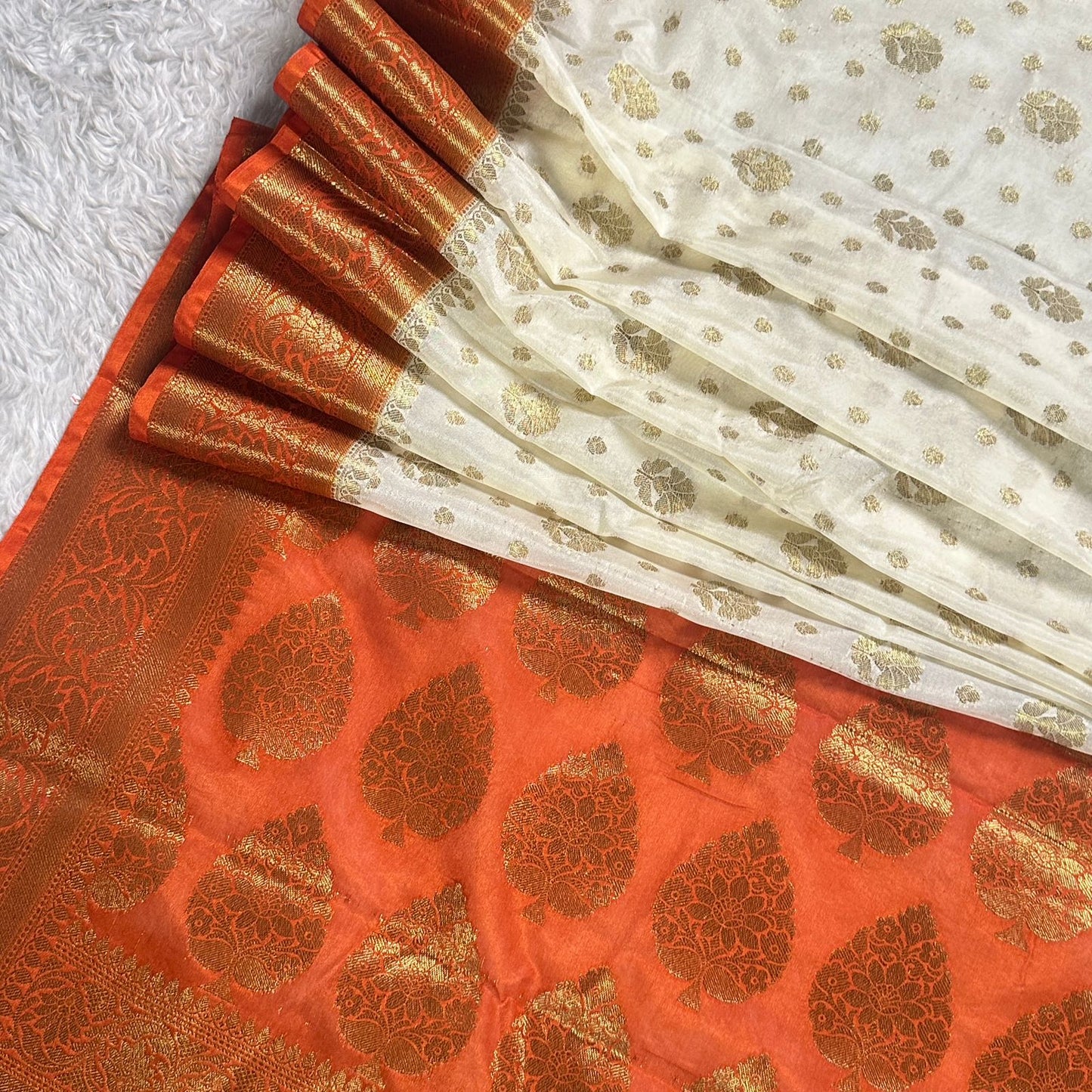 Georgette Banarasi Butti Party Wear Orange