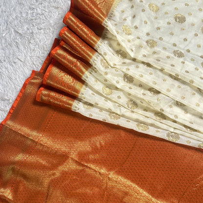 Georgette Banarasi Butti Party Wear Orange