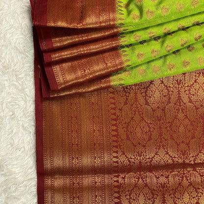 Georgette Banarasi Butti Pista Green